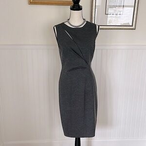 Elie Tahari Gray Rayon Knit Blend Sheath Dress Origami and Cut Out Detail Sz 6